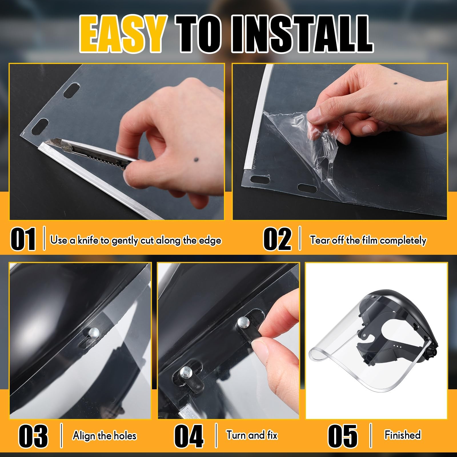 6 Pcs Clear Shield for Grinding and Cutting, 15x 8x 0.04 Inches Safety Facesh…