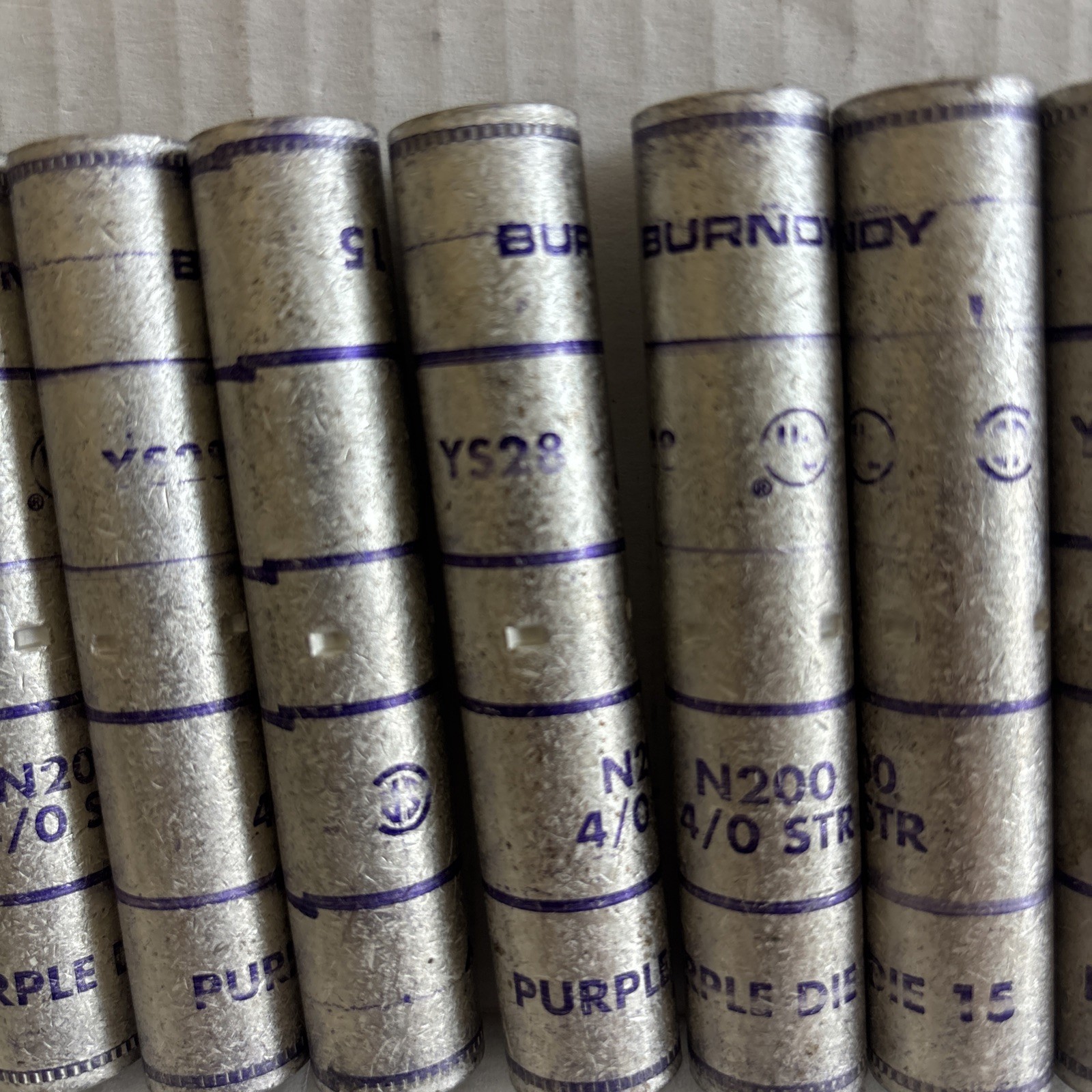 7X BURNDY YS28 N200 4/0 STR PURPLE DIE 15 HYLINK-SPLICE LNG BARREL [2ES1-5]