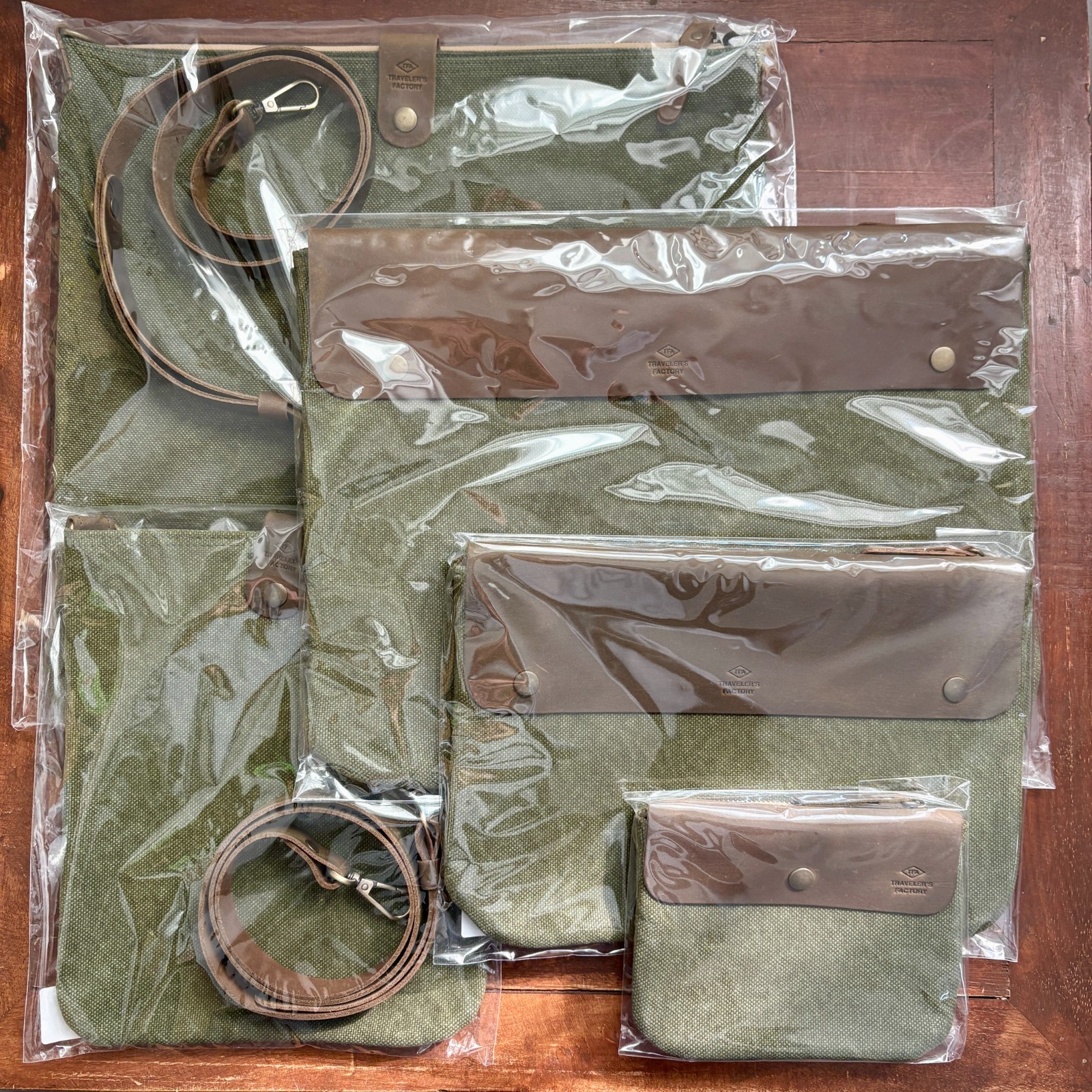 TRAVELER’S FACTORY Canvas Shoulder Bag M Olive W36.5xH35.0cm,W14.3xH13.7in