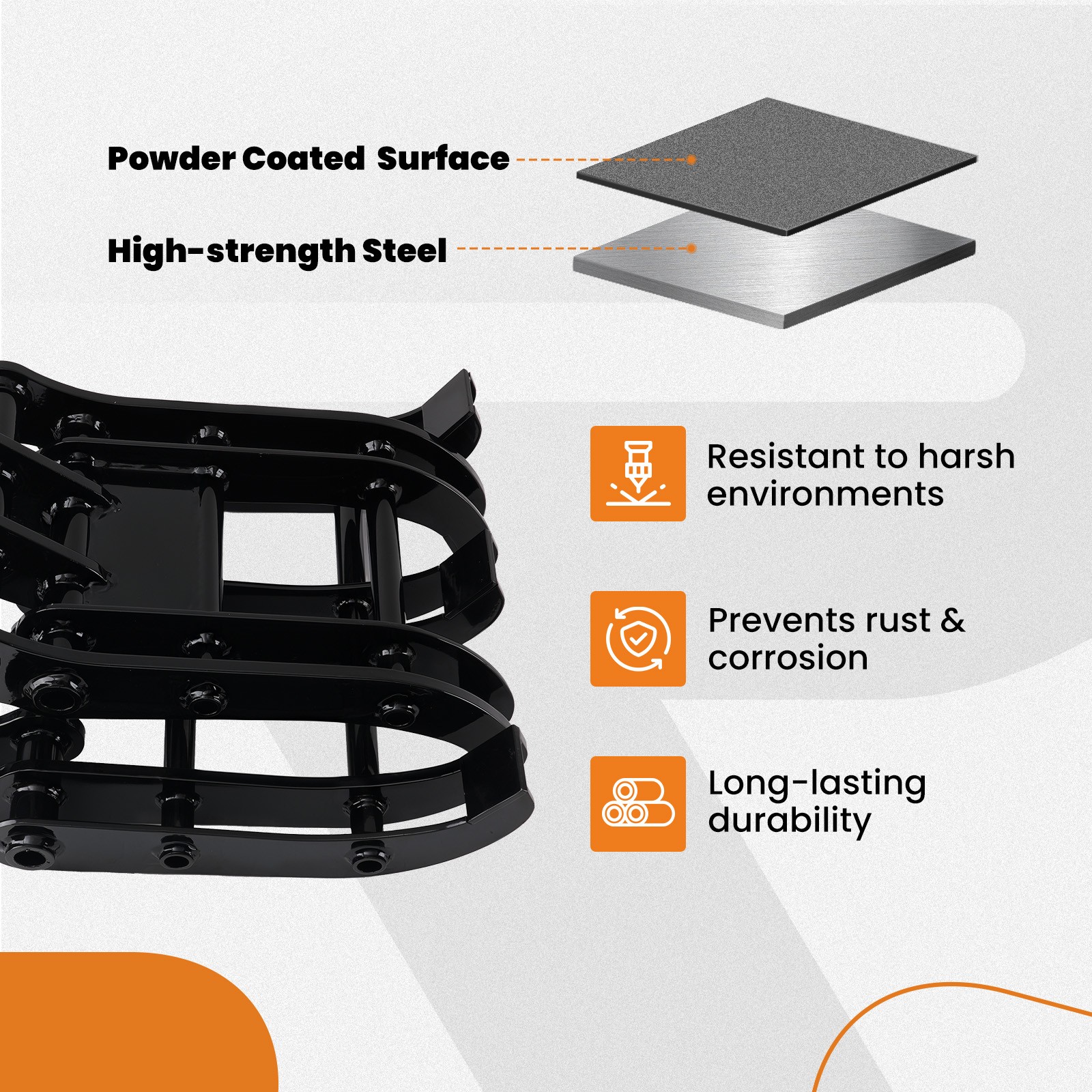 Steel Grapple with Powder Coated Finish for Mini Excavator 0.8-1.8T