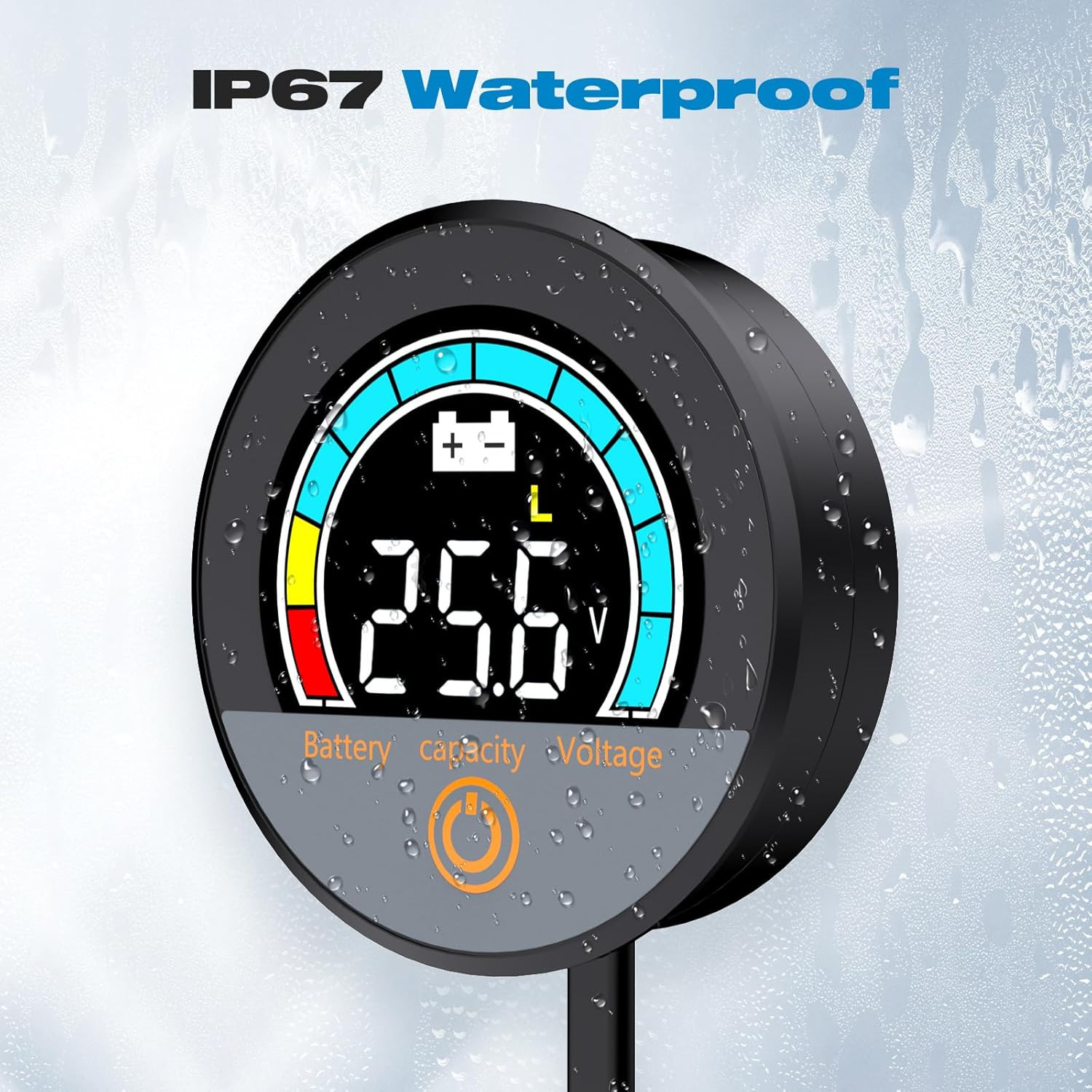 IP67 Waterproof Battery Monitor 12V 24V 36V 48V 60V 72V 84V with Backlight LCD a