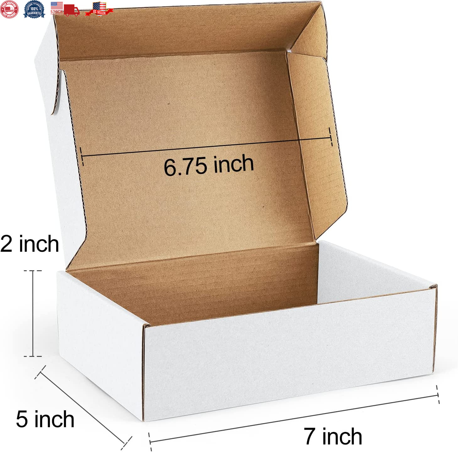 Shipping Boxes 7X5X2 Inches White Small Mailing Boxes 25 Pack Cardboard Corrugat