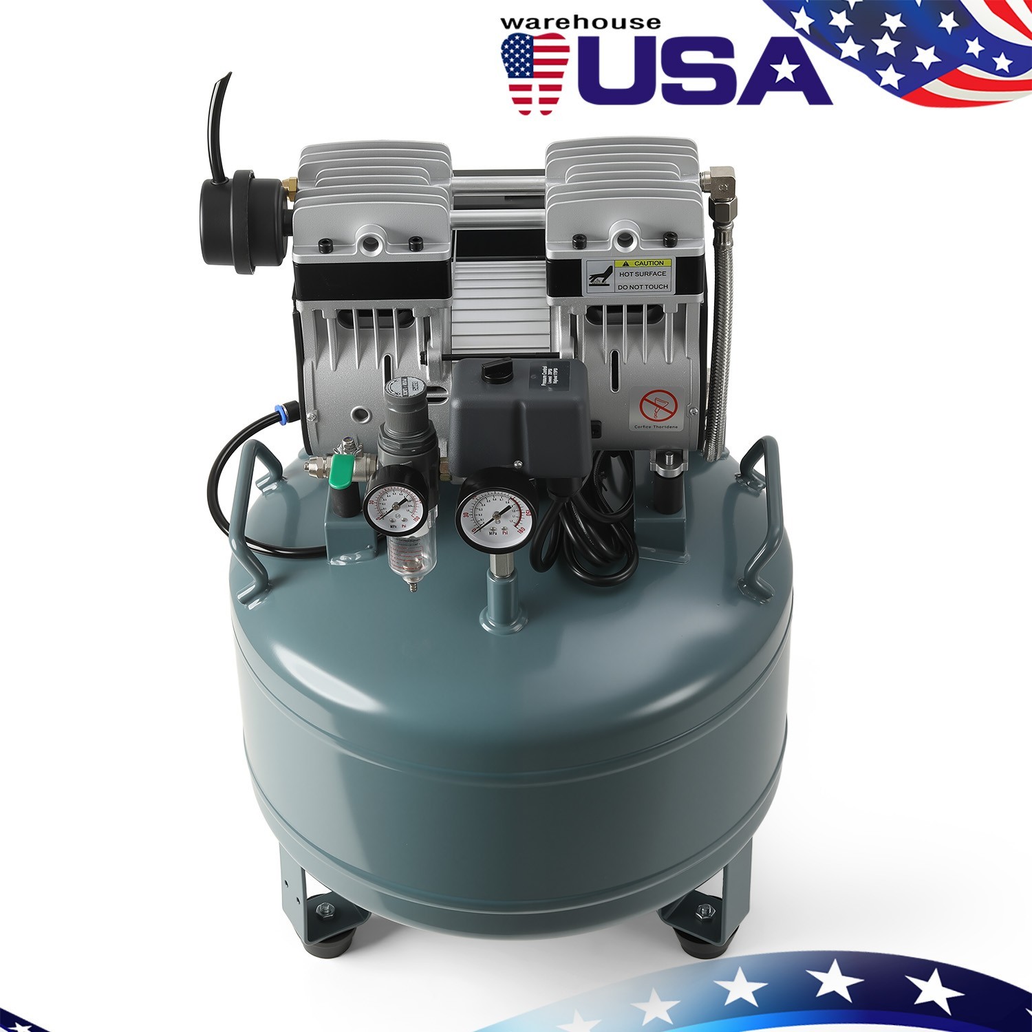 24L/40L Portable Dental Air Compressor Oil Free Silent Air Tank DUAL-Pressure