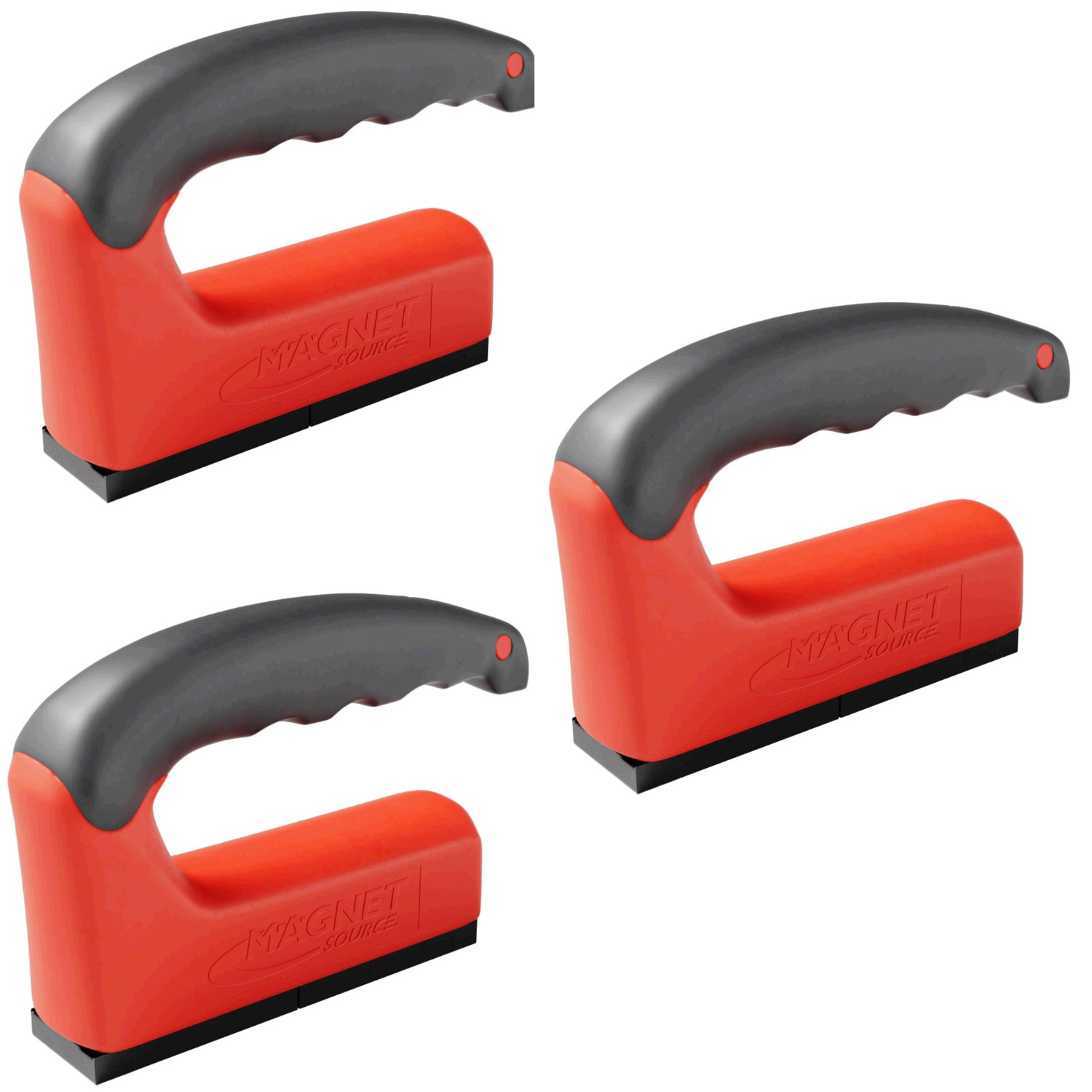 Master Magnetics 100 lb Pull Force Handle Magnet Red 07501 Pack of 3 Strong