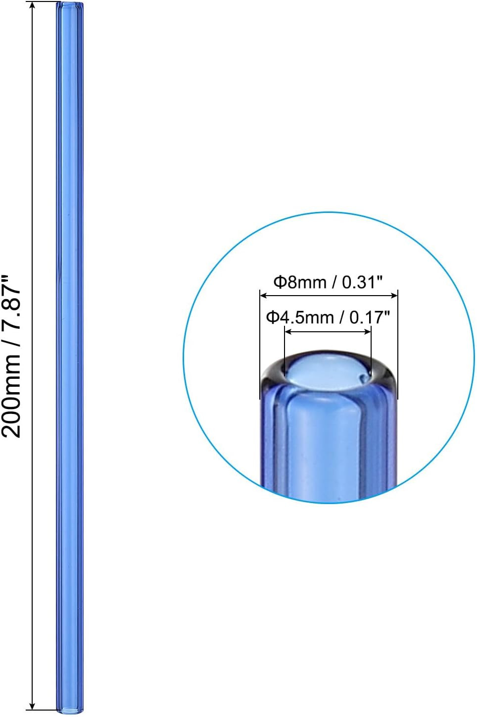 8 Inch Glass Tubes, 10 Pack Borosilicate Long Glass Pipes Tubing Blowing Tube fo