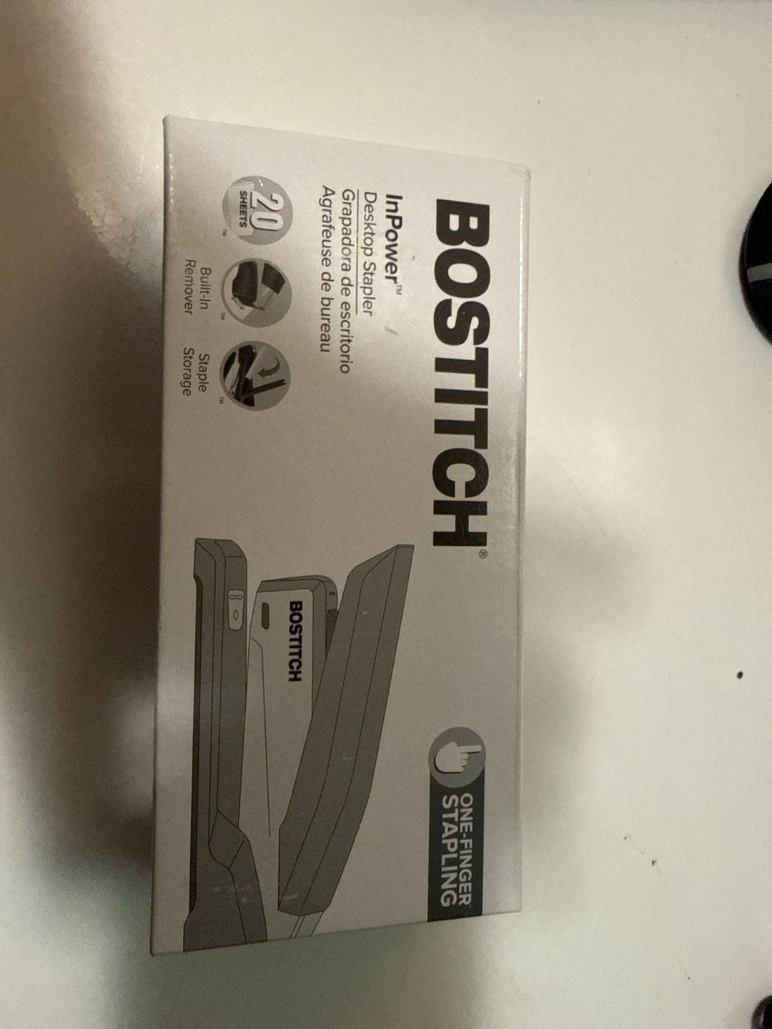Bostitch InPower Spring-Powered Desktop Stapler, 20-Sheet Capacity, Black