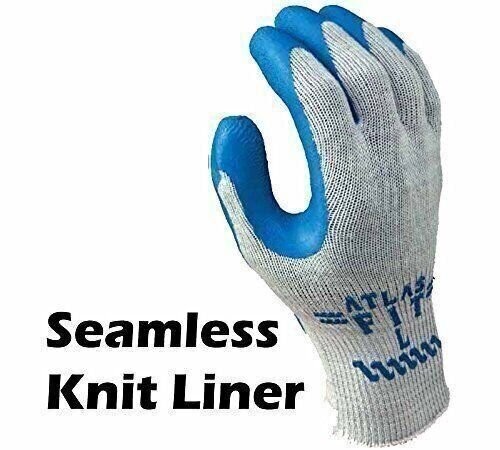 ATLAS Fit 300 Showa Latex Palm-Dipped Blue Large Rubber Work Gloves, 144-Pairs