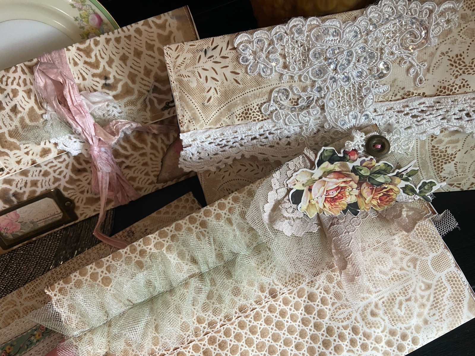 Love Letter Junk Journal Pouch Lot Of 7 Handmade Shabby Chic