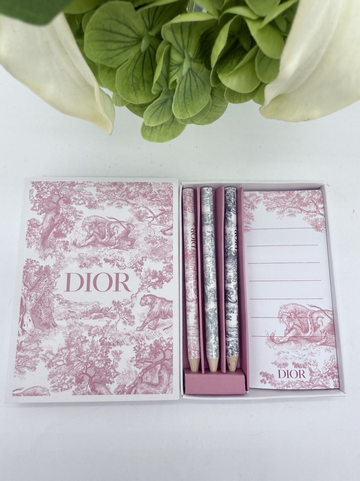 Christian Dior Novelty Memo Notepad and Crayon Pencil Set