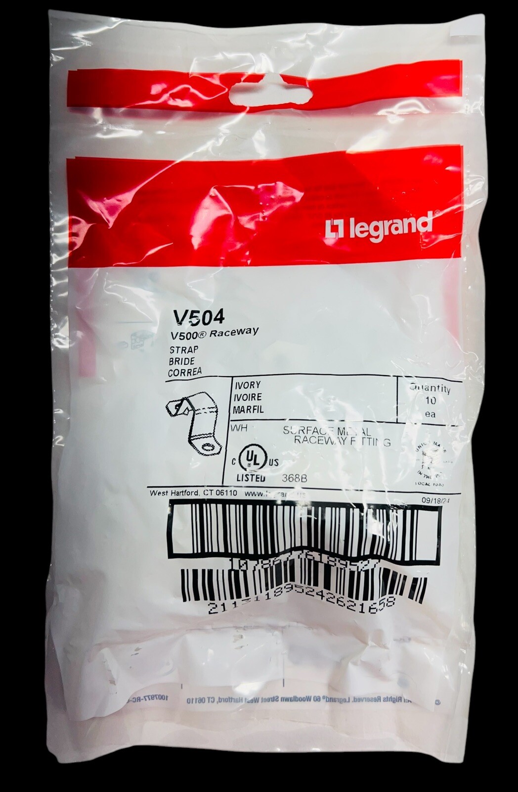 Legrand Wiremold Box Of 100 V504, V500 Raceway 10Pcs. Straps