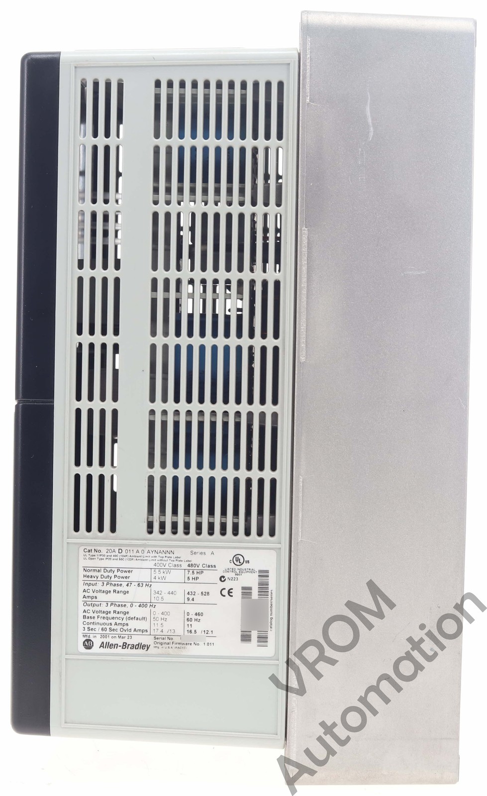 Allen Bradley 20AD011A0AYNANNN /A PowerFlex 70 480V 11A 7.5HP Normal Duty 5HP He