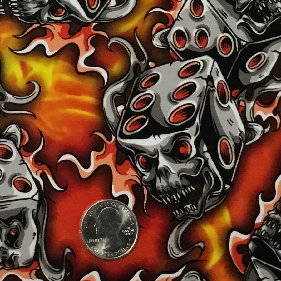 hydrographic film / activator Red Flaming Dice Skulls hydro dip dipping wizard