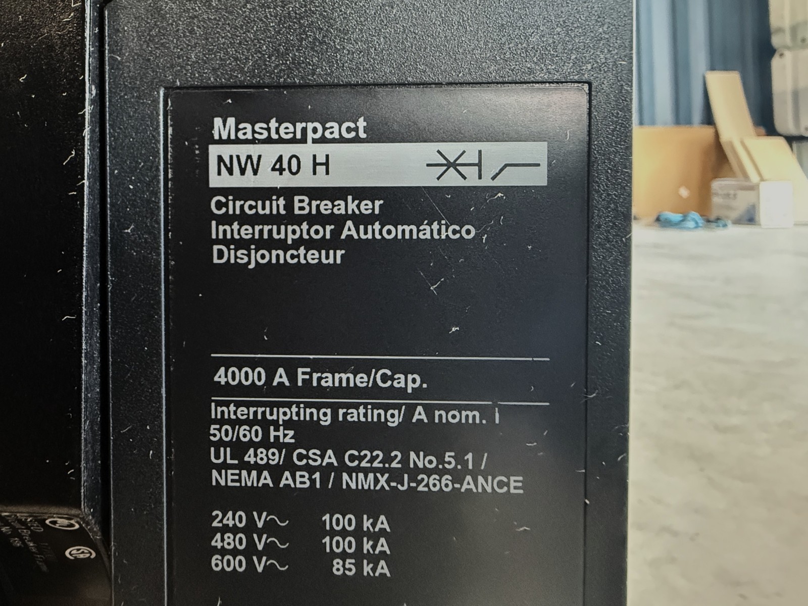 Square D Masterpact NW40H 4000A Draw-Out Circuit Breaker with Micrologic 6.0 P