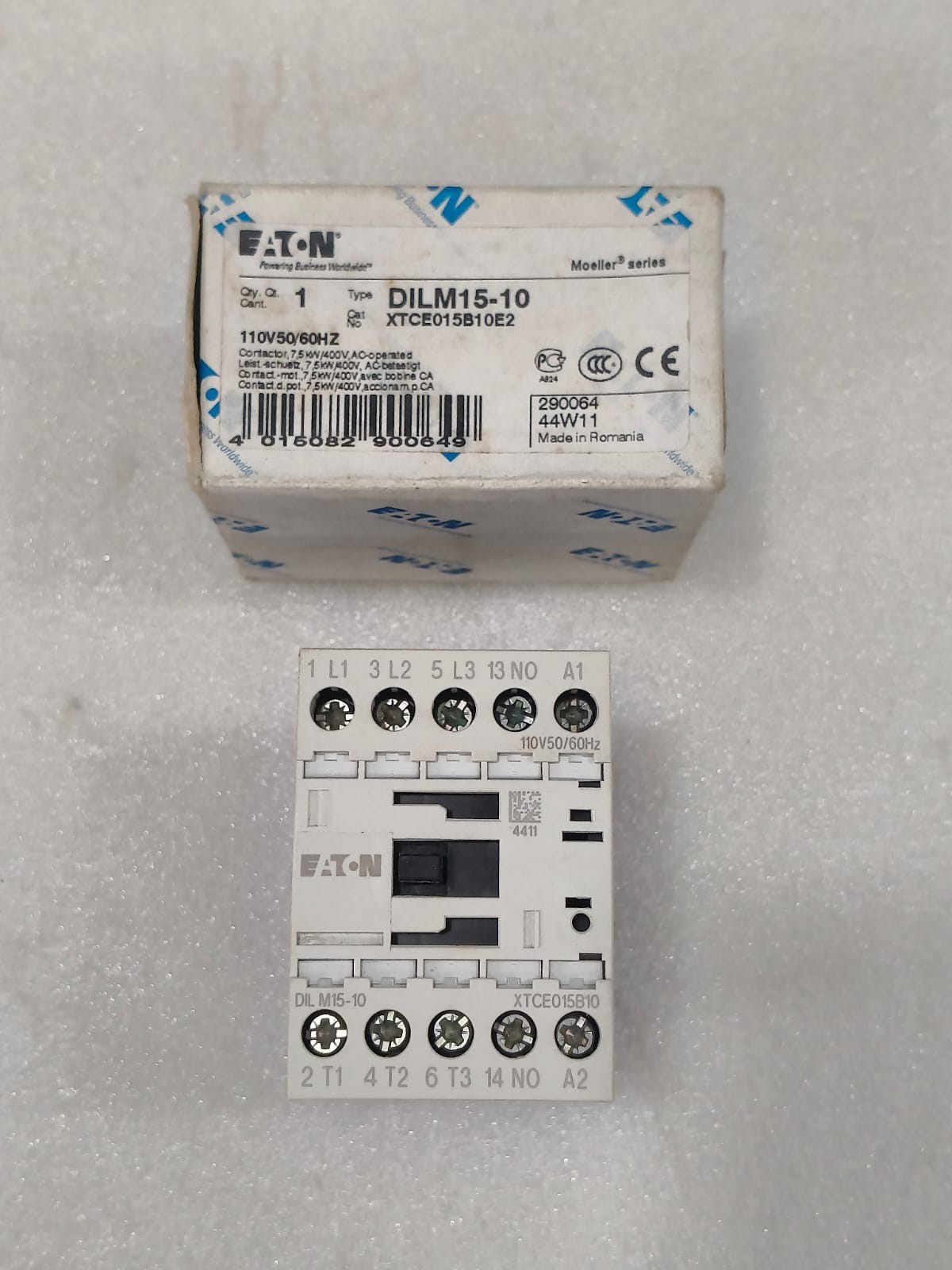 EATON DILM15-10 XTCE015B10E2 POWER CONTACTOR 20AMP VOLTAGE 110VAC FAST SHIPPING