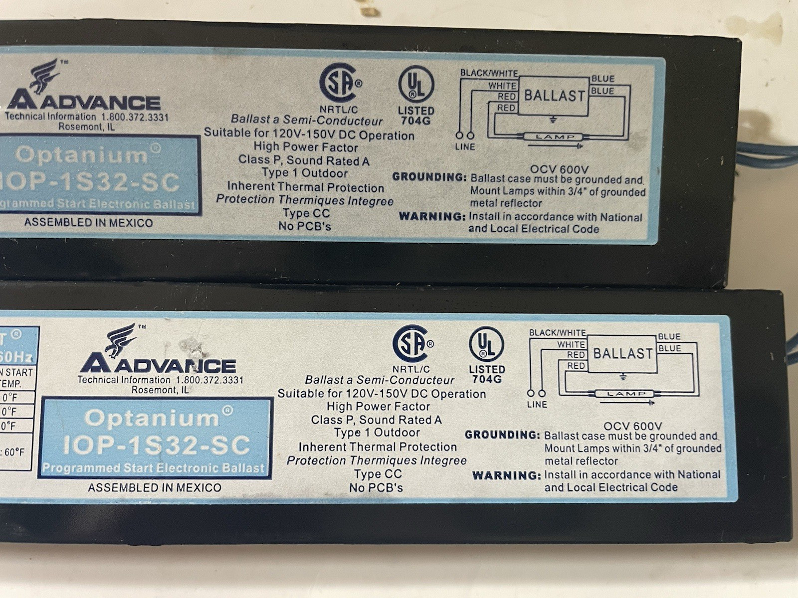 Lot of 10 NEW Advance Optanium IOP-1S32-SC Electronic Ballast 120V to 277V