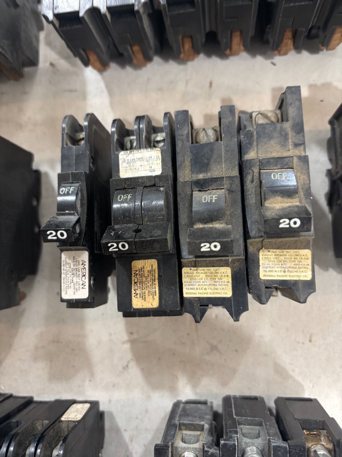Lot of 40 – Federal Pacific/ American Stab-Lok Breakers