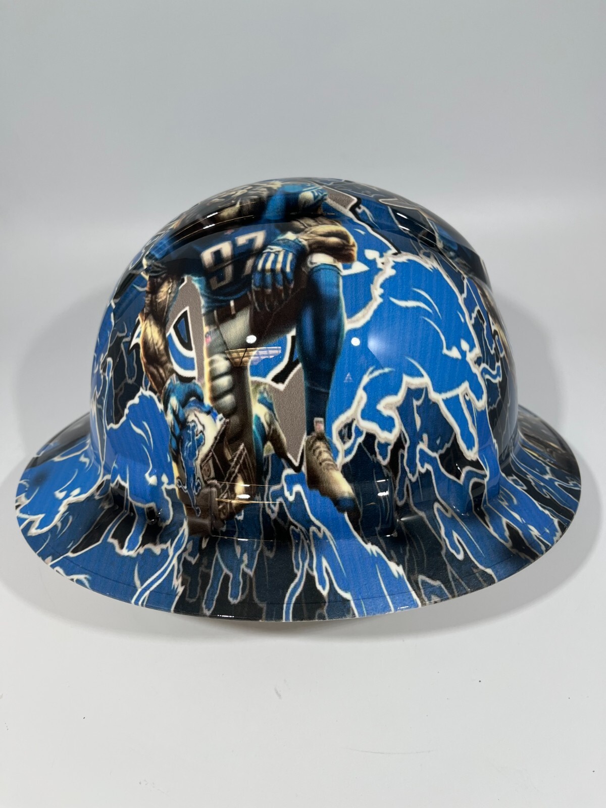 New Full Brim Hard Hat Custom Hydro Dipped DETROIT LIONS