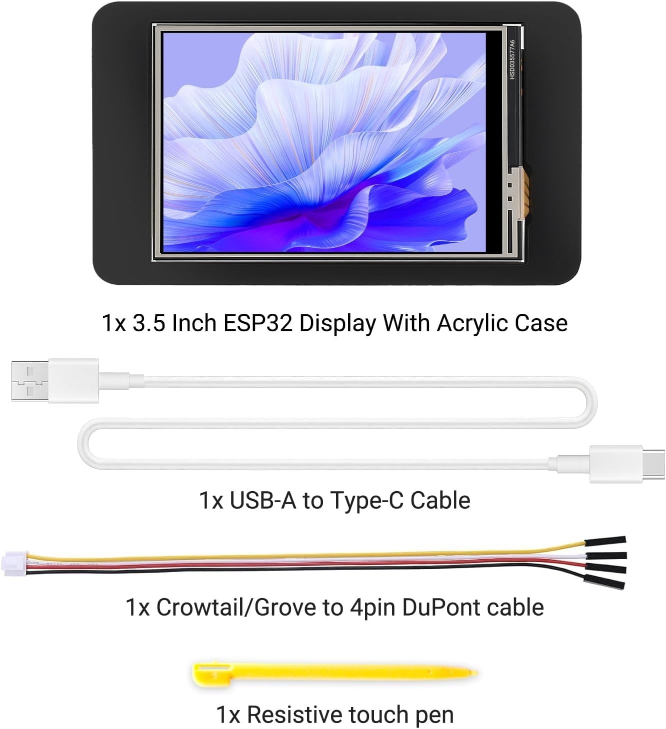 3.5-Inch HMI Touchscreen LCD with Acrylic Case – 480×320 for Arduino & ESP32