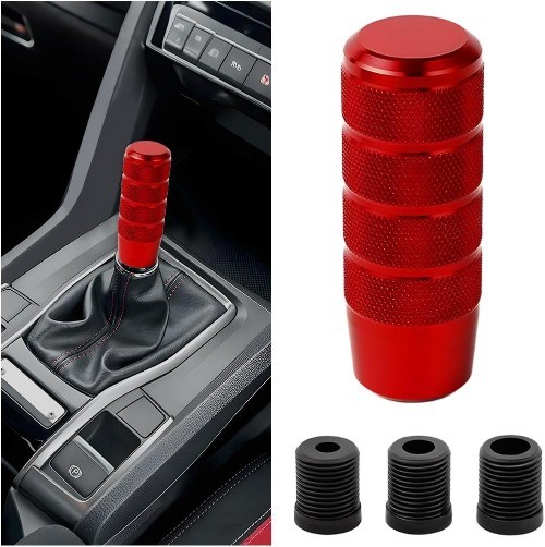 95mm Aluminum Weighted Car Shifter Knob, Anti-Slip Manual Gear Shif Color: Red