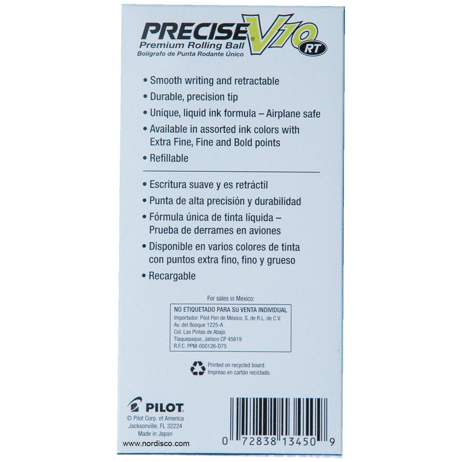 Pilot Precise V10 RT, 3 Pens, 4 Packs of Refills, Black Ink, 1.0mm BOLD Point