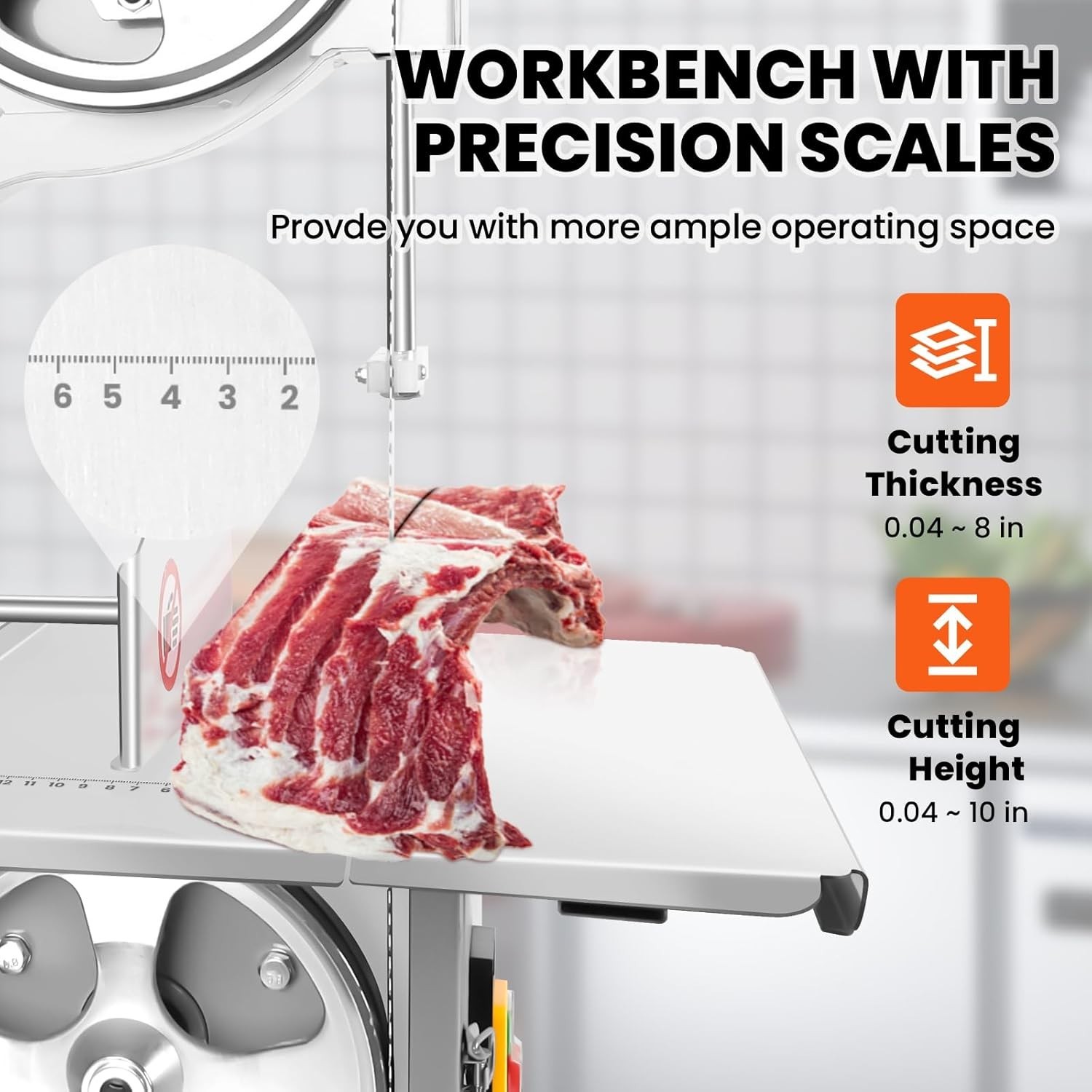 Electric Meat Bone BandSaw Machine 2500W Frozen Meat Slicer Cutter w/ 8 Blades