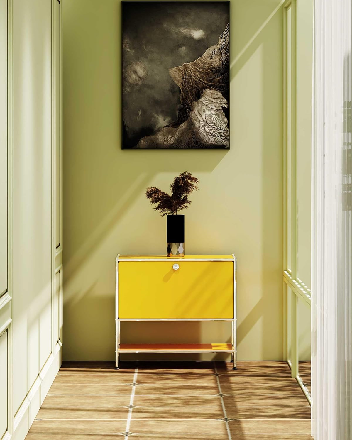 Modern Metal Sidetable with Flap Door – Stylish Storage for Any Room
