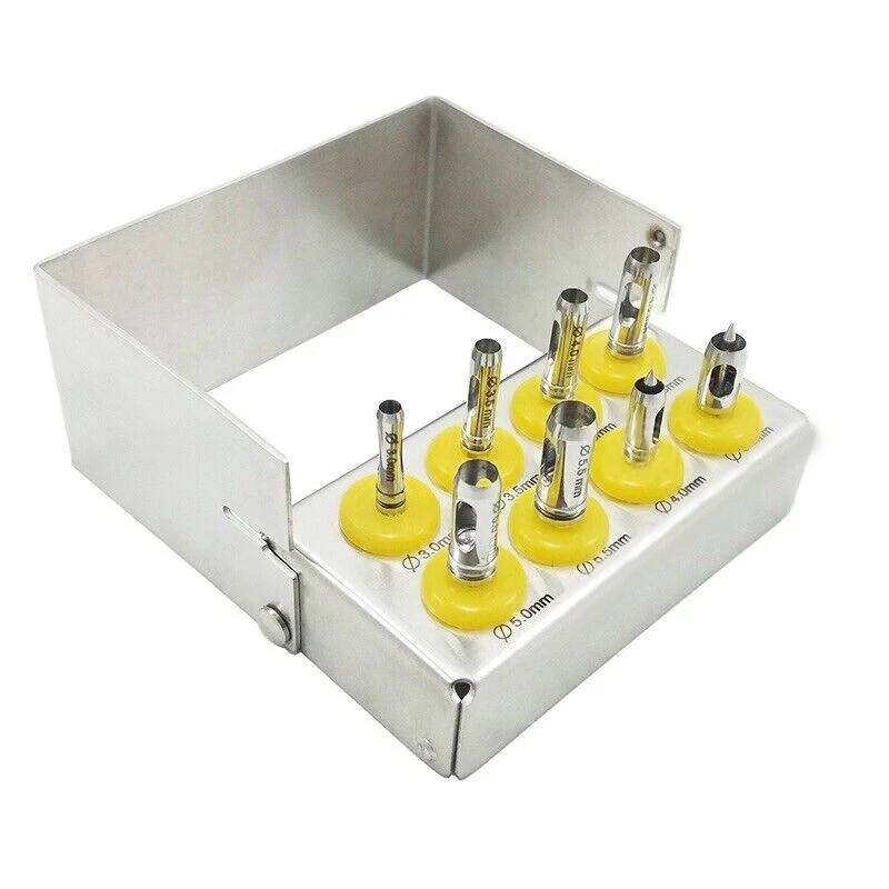 8 Pcs Dental Implant Tissue Punch Kit set Surgical Surgery With Box Holder CE