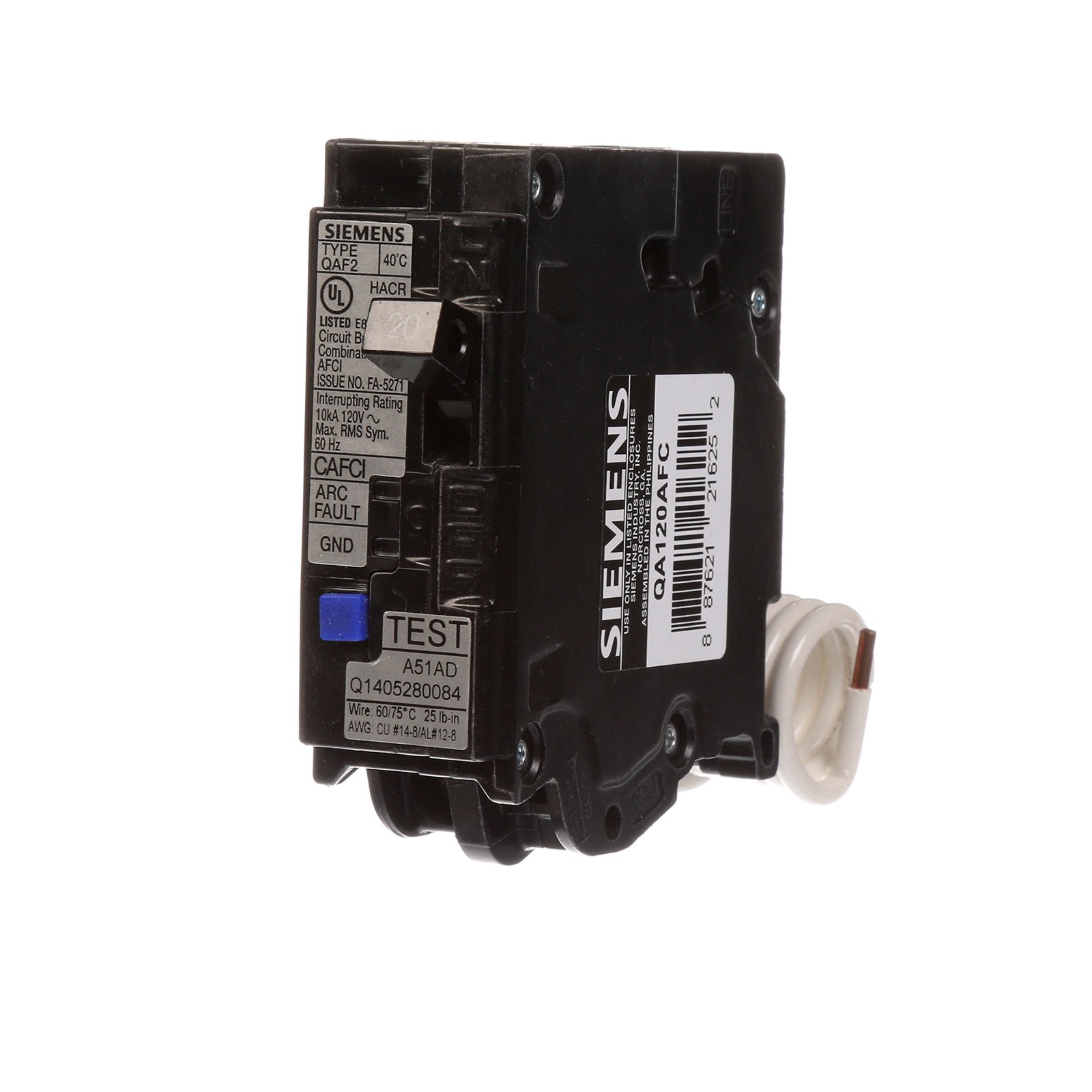 QA120AFC 20-Amp Single Pole 120-volt Plug-On Combination AFCI Breaker