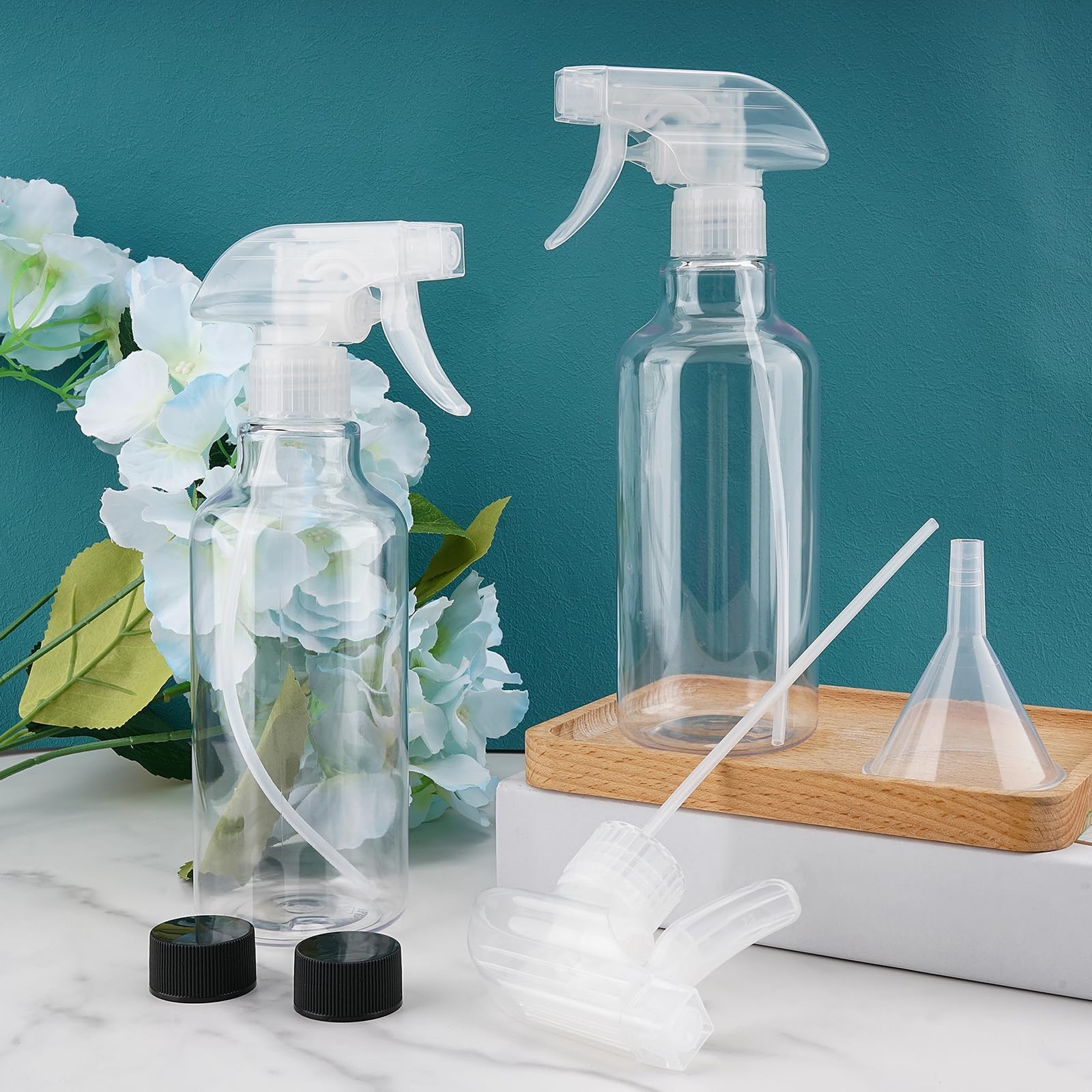 Hethyo Plastic Spray Bottles Empty Bottle 2.76″W x 8.93″H, Clear