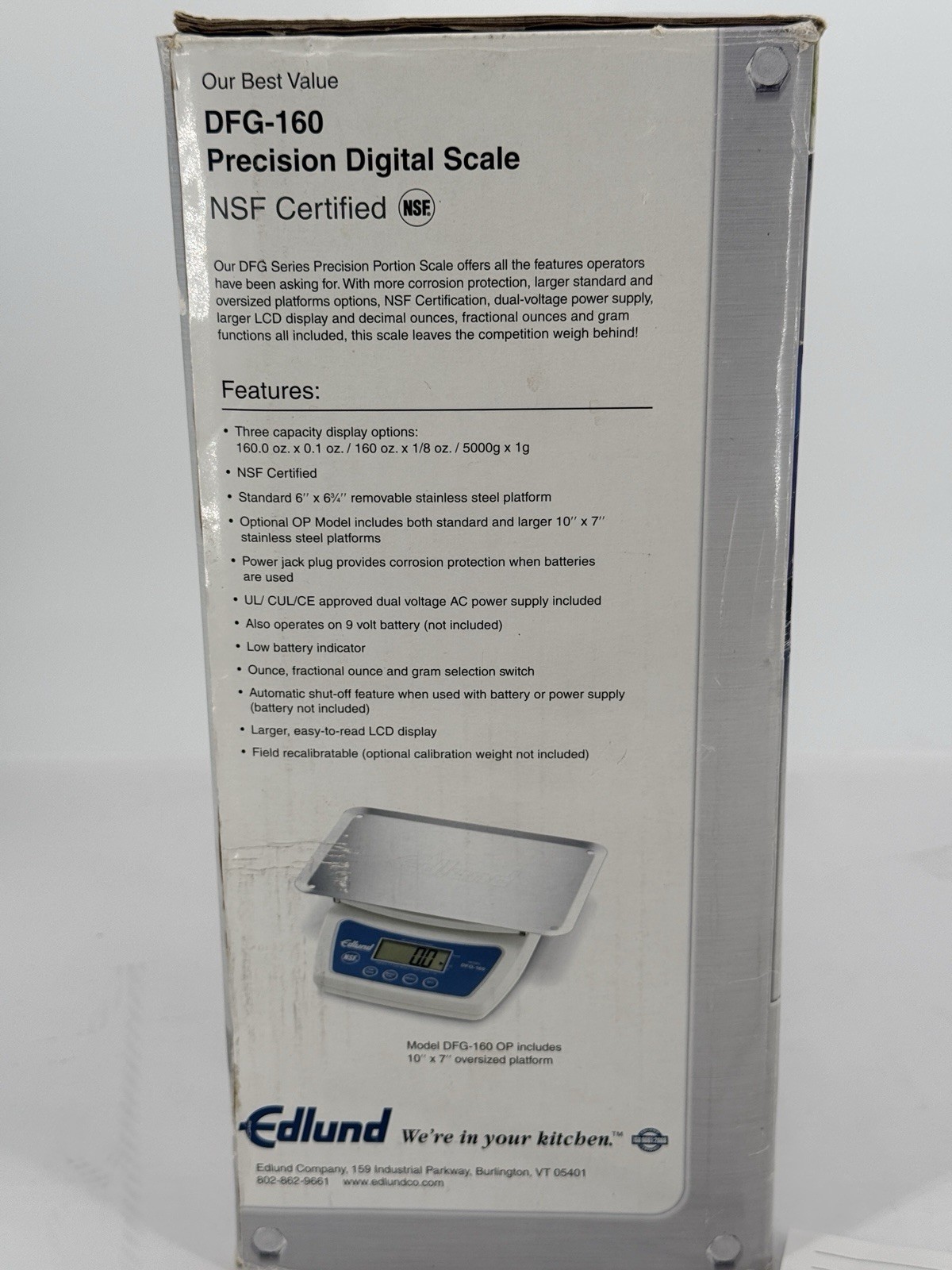 Edlund DFG-160 Digital Portion Control Scale 10 lb Silver New In The Box