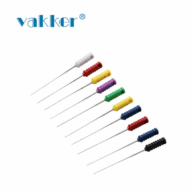 10/Pk Dental Endo Barbed Broaches Nerve Broach Files for Root Canal Color-Coded