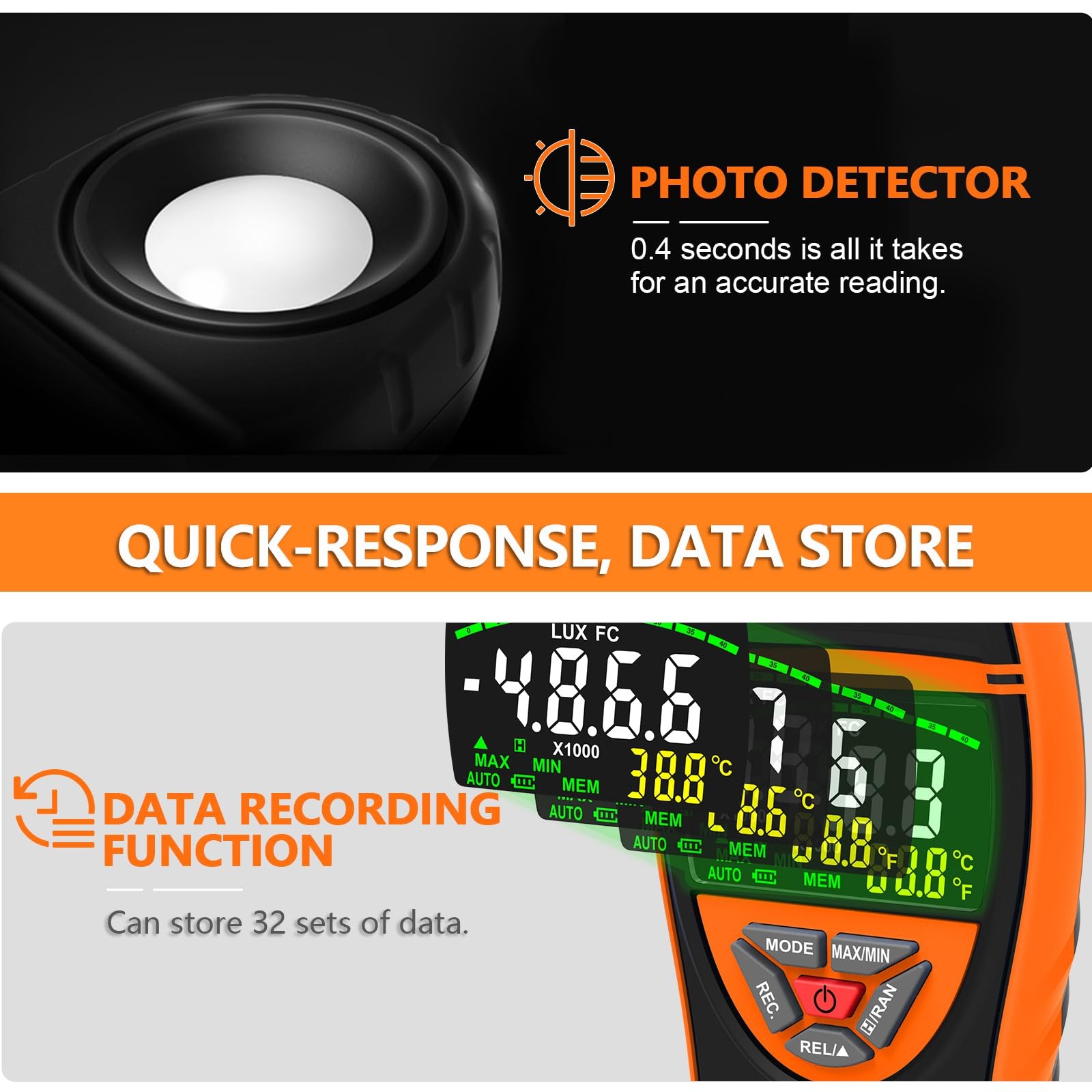 HOLDPEAK 8801A Digital Lux Light Meter 0.1400,000 Lux Illuminance Detector