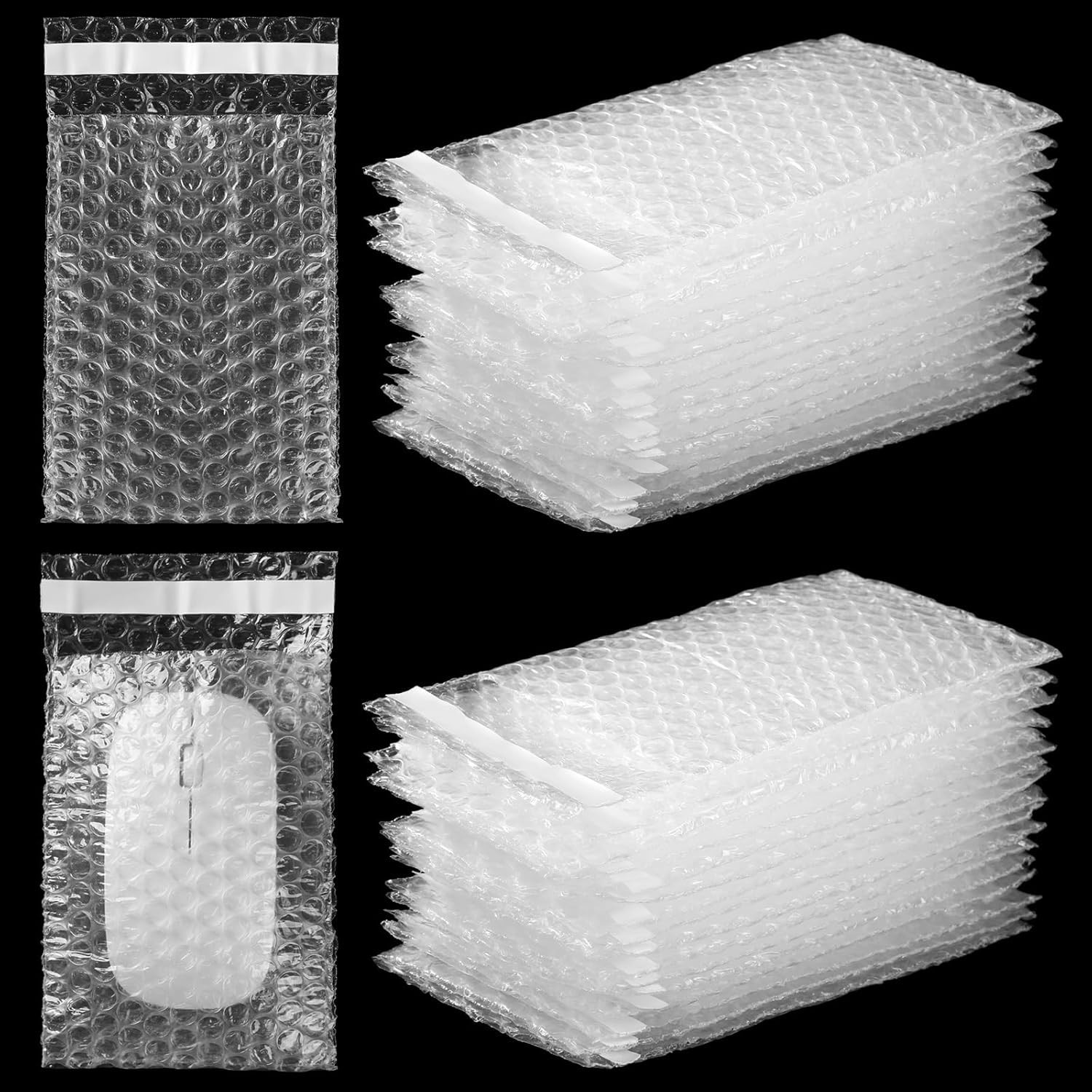 300 Pcs Clear Self Sealing Bubble Cushion Bags Double Wall Bubble Pouch Bag P…