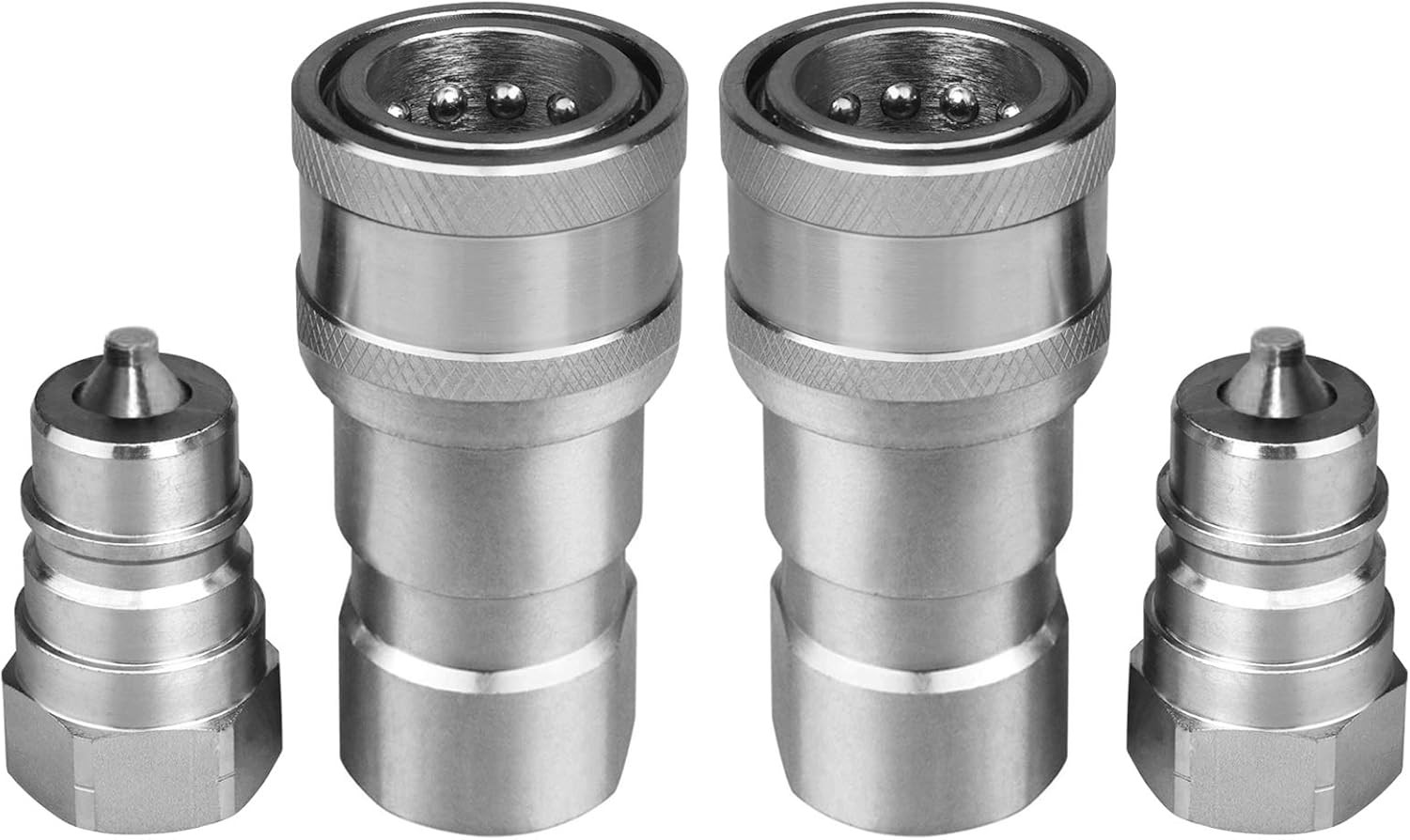 1/4″ NPT ISO 7241-B Hydraulic Quick Connect Couplers/Couplings W/Dust Caps,1/4”