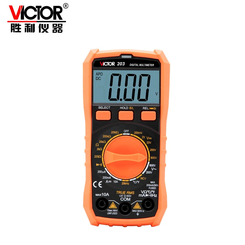 Digital Multimeter Portable Compact Manual Ranging Voltage Current Resistance