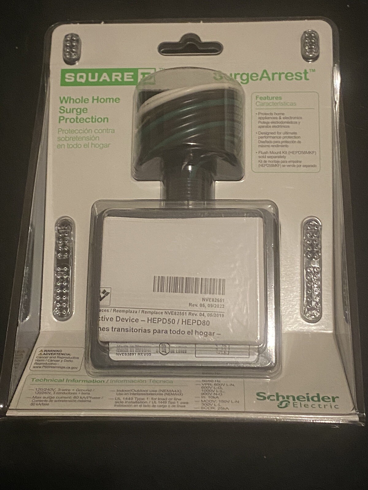 Square D Schneider Home Surge Protector Model HEPD80C