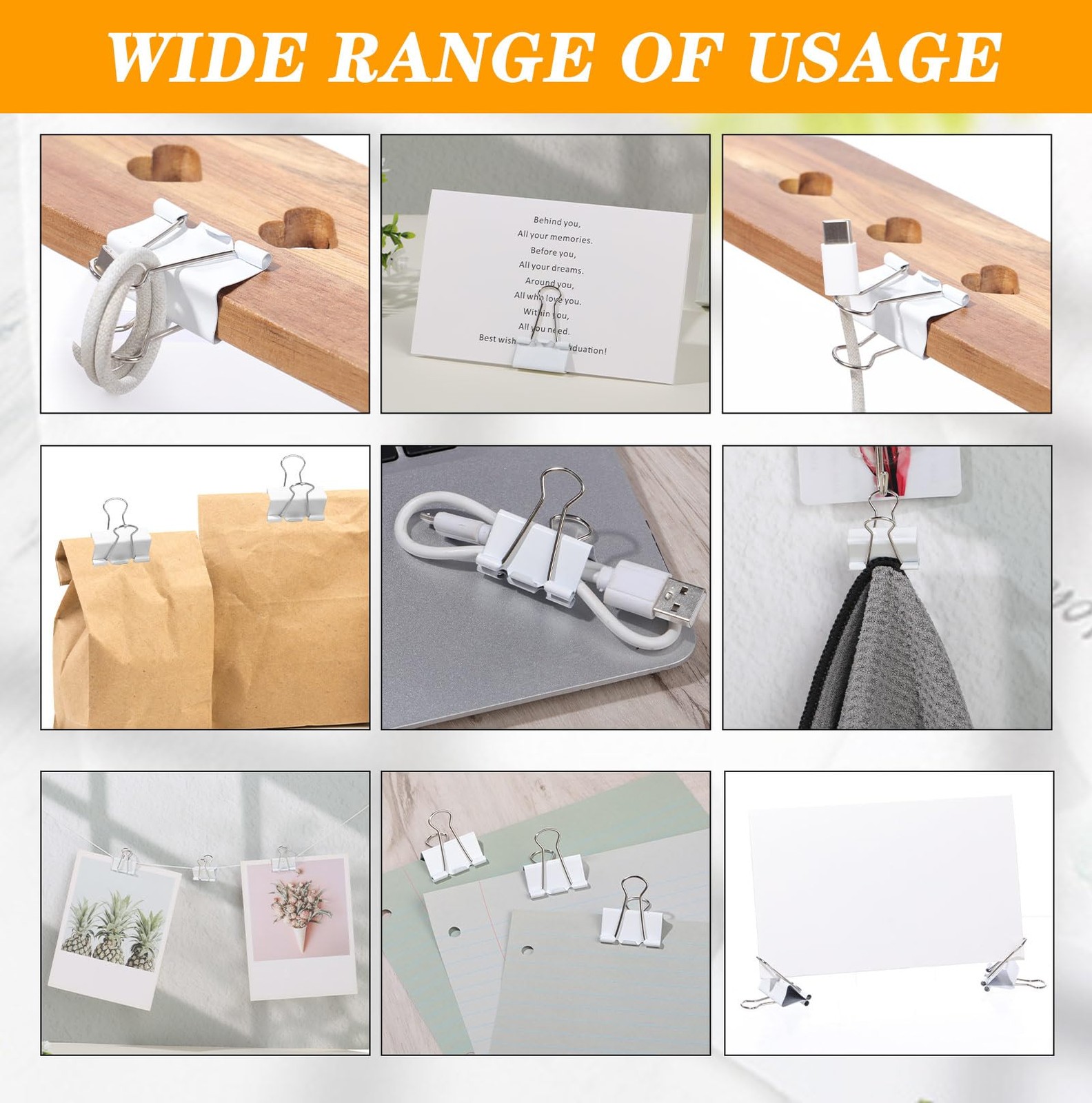 Jetec 48 Pack 1.25in/32mm White Metal Binder Clips Bulk Medium Reusable Fold …