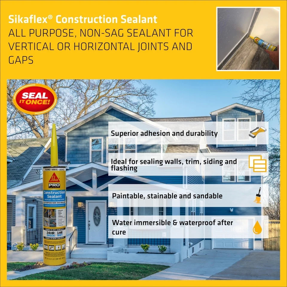SIKA Sikaflex Construction Sealant – White, All-Purpose Polyurethane for Join…