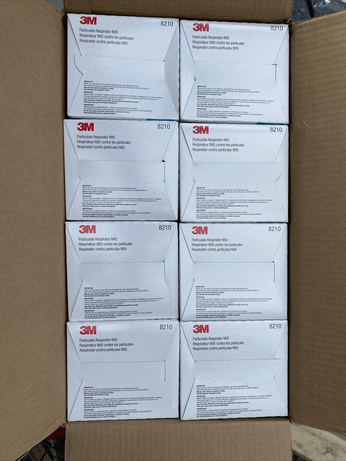 3M 8210 N95 Particulate Respirator Disposable Protection Case Of 8 Boxes 20/box