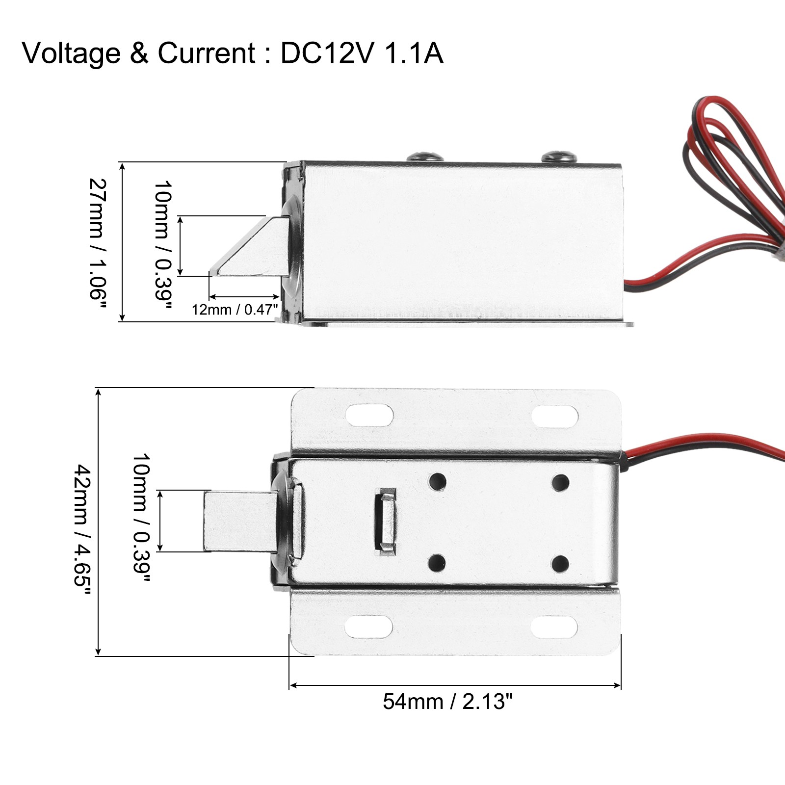 2Pcs DC 12V 1.1A Electromagnetic Solenoid Lock Door Drawer Magnetic Lock
