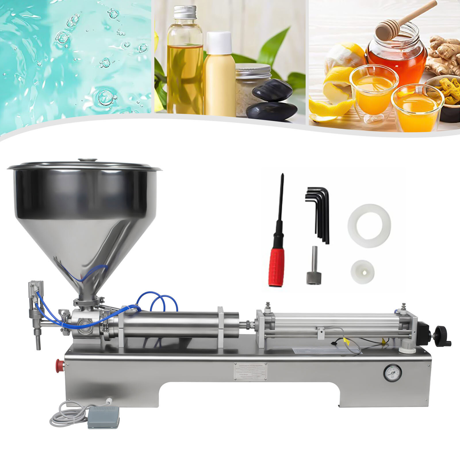 Liquid Paste Filling Machine Pneumatic Piston Filler Bottle Packing 100-600ml CE