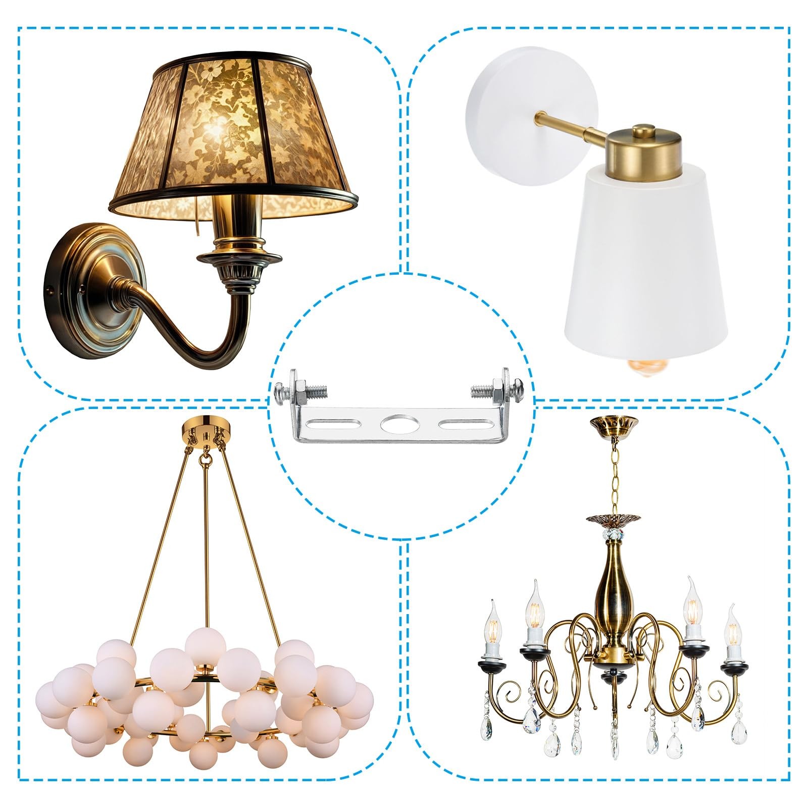 PATIKIL 95mm Ceiling Light Plate Kit, 1 Set Fixture 95mm, Silver