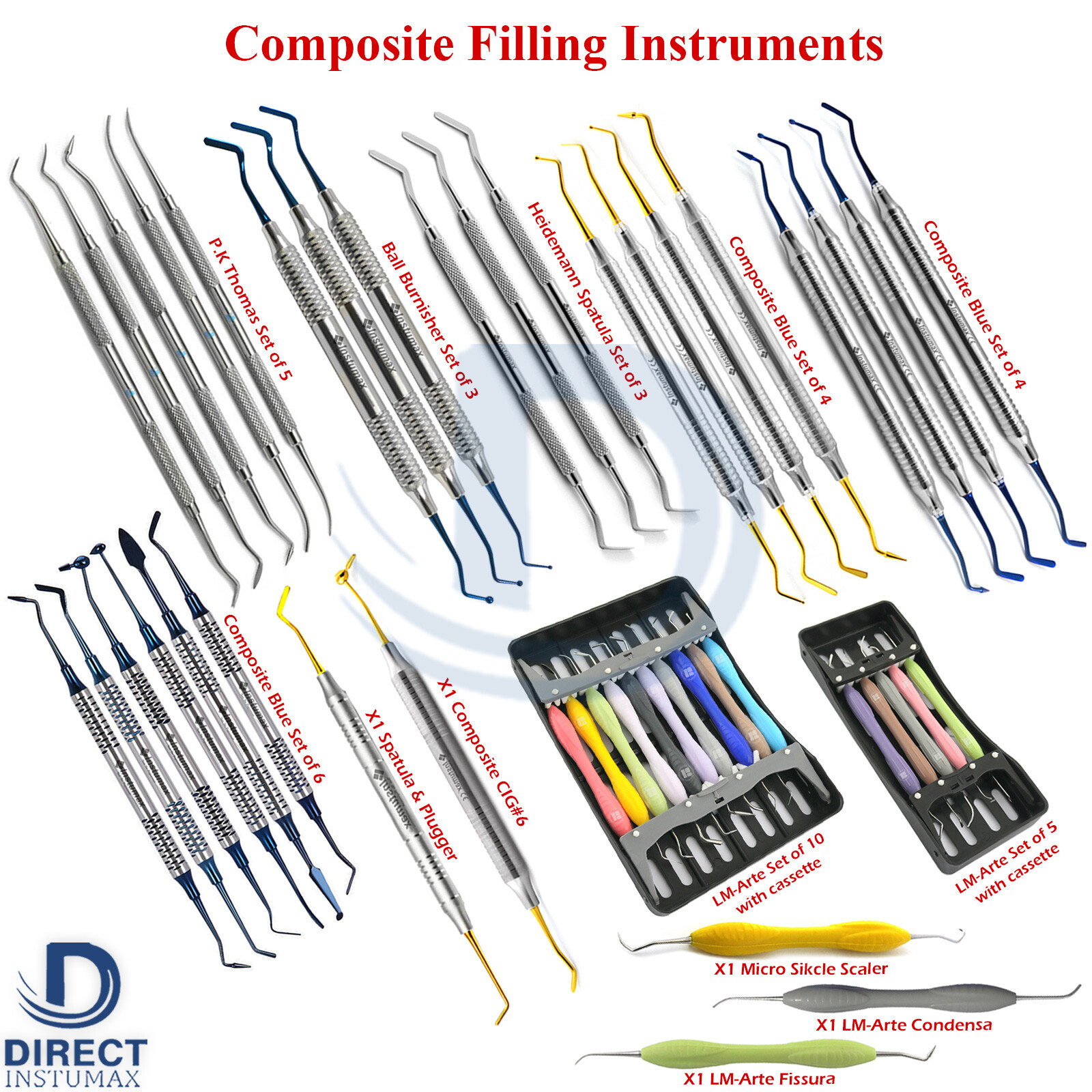 Instumax Range of Dental Composite Filling Instruments Kit Restoration Placement