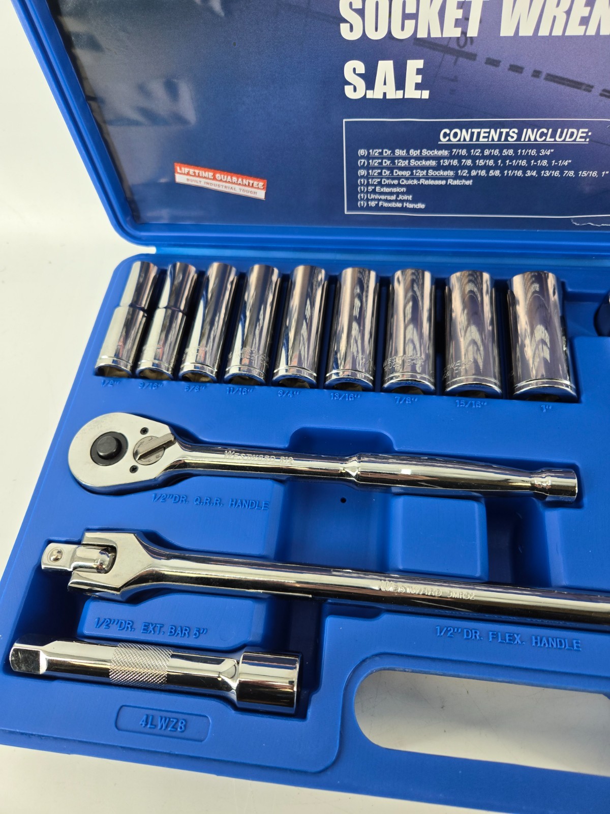 Westward 4Lwz8 1/2″ Drive Socket Wrench Set Sae 26 Pieces 7/16 In To 1 1/4 In ,