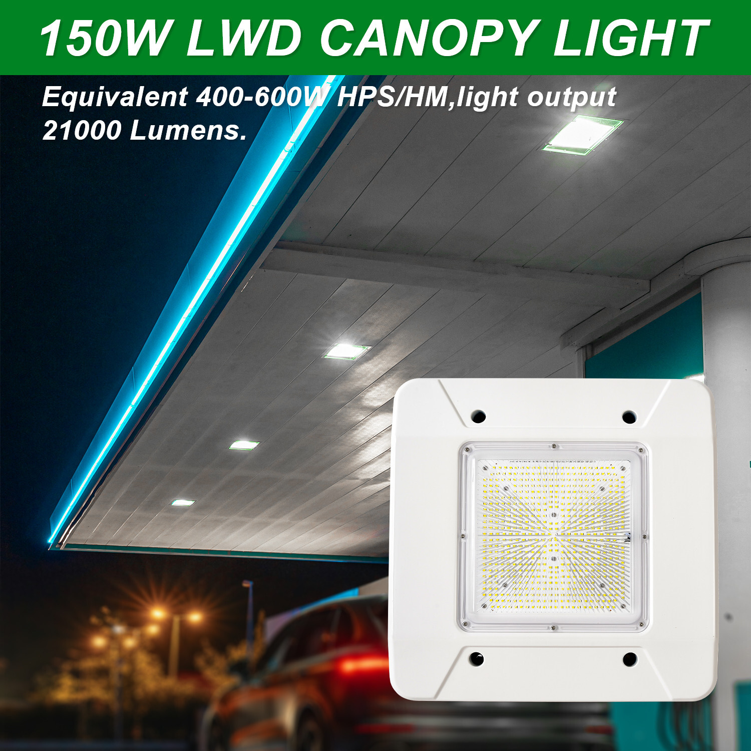 150W LED Canopy Light Parking Lot Gas Station Lamp IP65 21000LM Lights 5700k