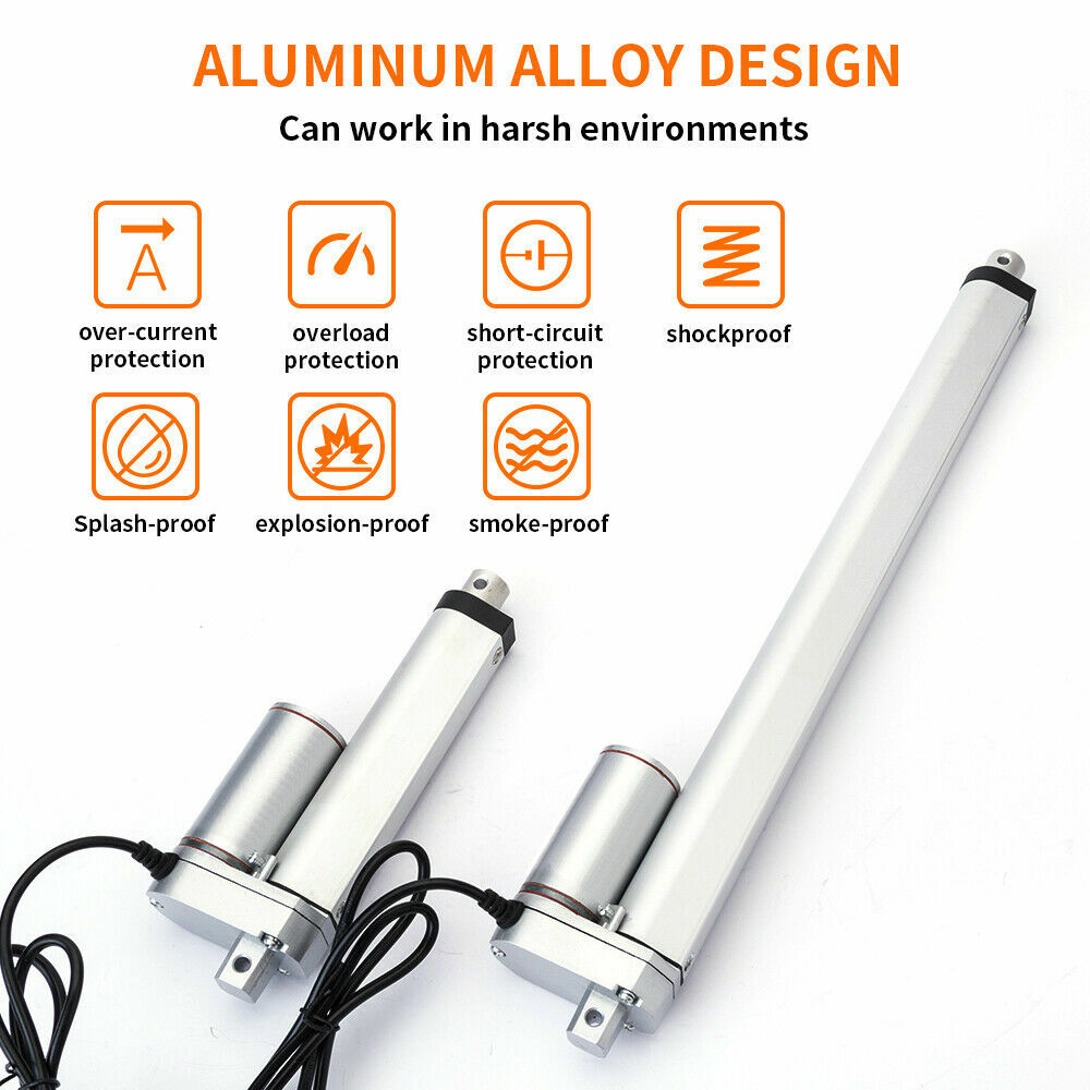 12V 2000N 900N 250N Linear Actuator 6inch Stroke 2inch to 48inch Fast Speed
