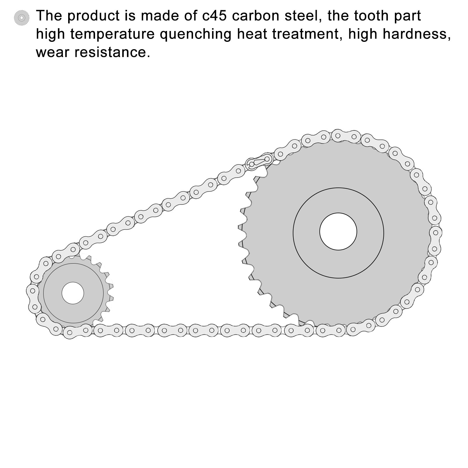 2Pcs 08B Chain Roller Sprocket 10mm Bore 1/2″ Pitch 10 Tooth Type B Sprocket