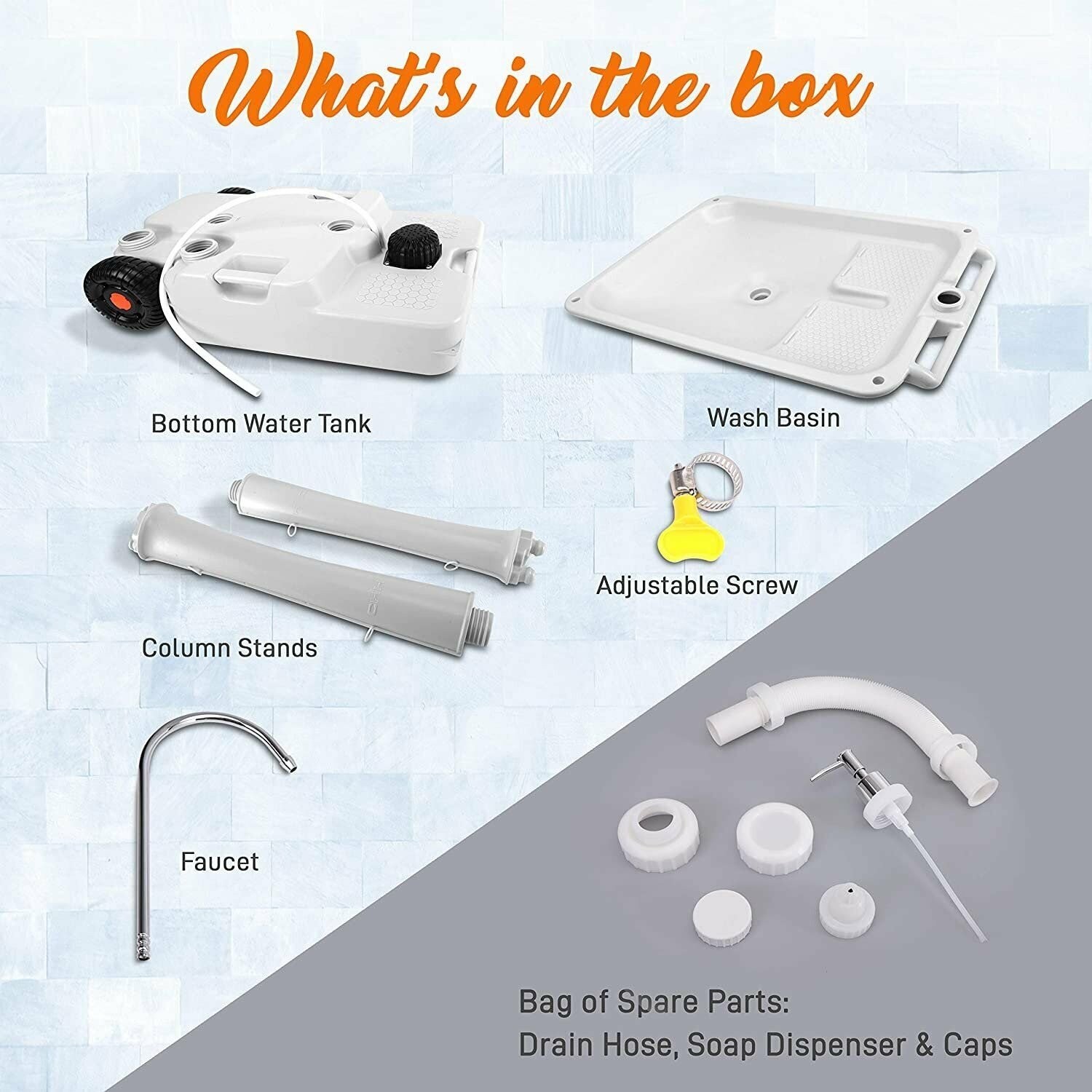 SereneLife SLCASN25 Portable Camping Sink w/Towel Holder & Soap Dispenser-30L