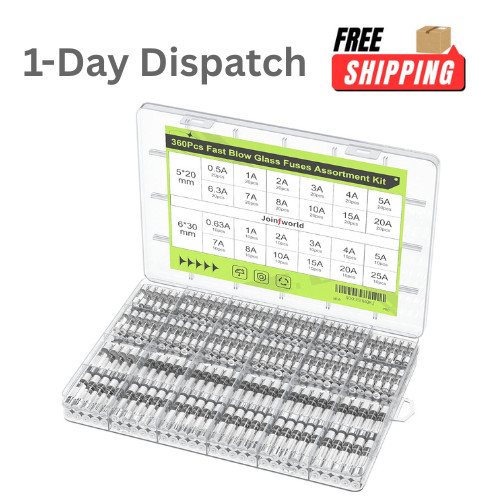 360 Pcs Fast Blow Glass Fuse Assortment – 5x20mm & 6x30mm