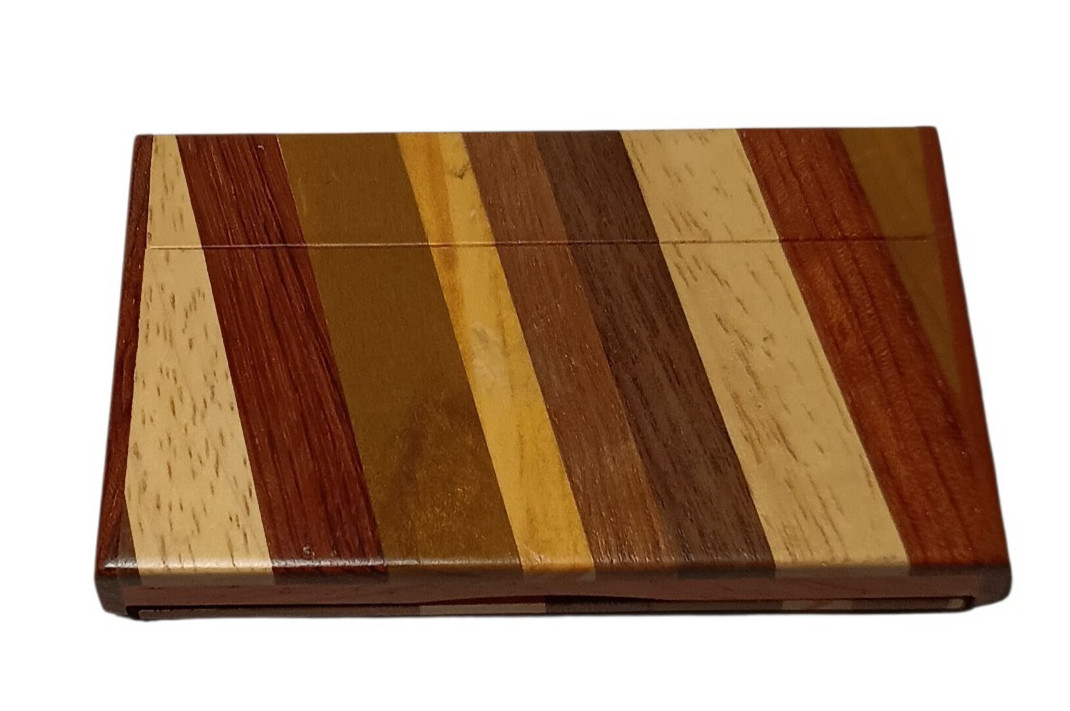 Aloha Business Card Holder Tri Colored Wood Island Memories Office Gift Idea